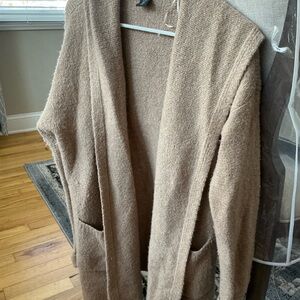 Cozy Tan Open Front Cardigan